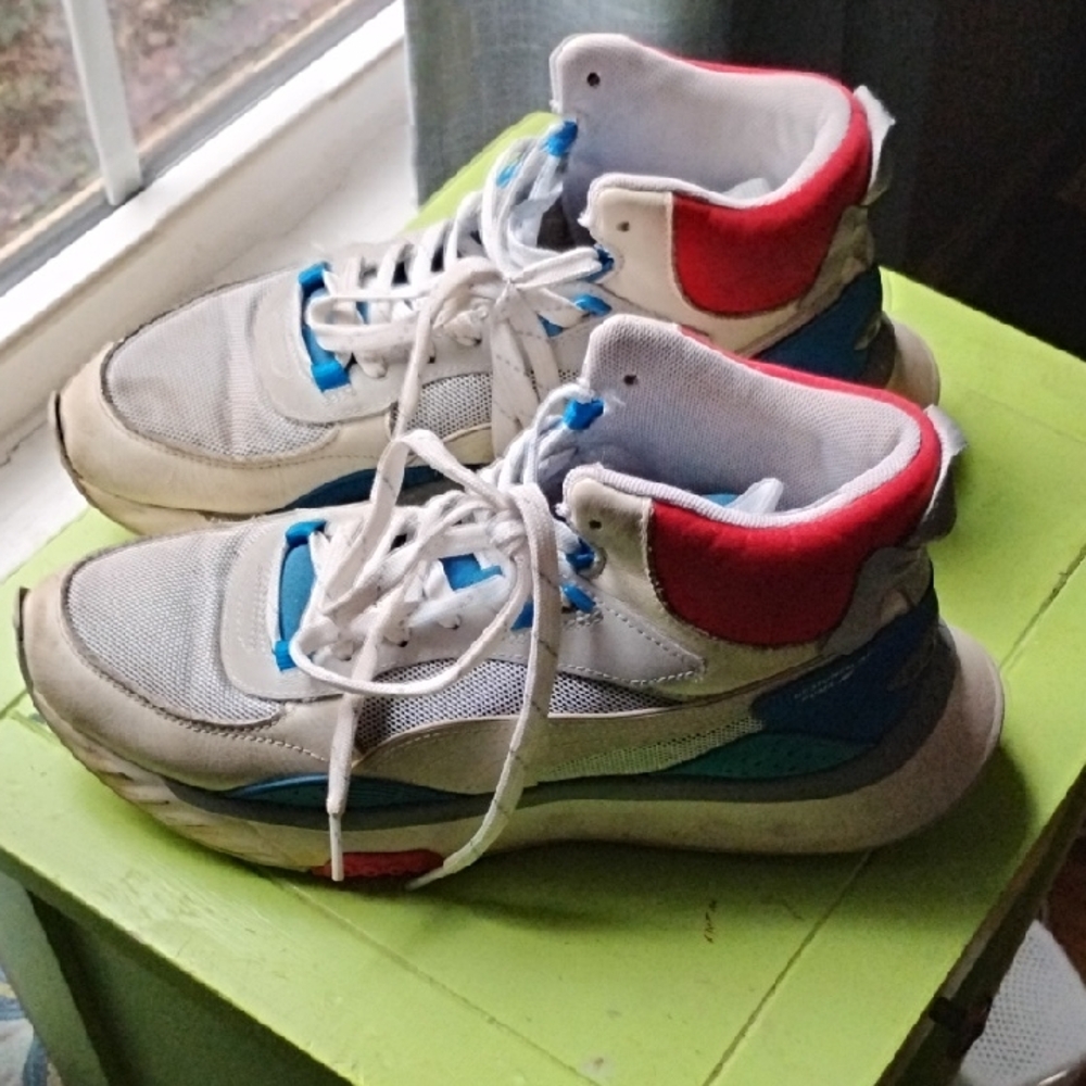 Puma Kids Sneakers in White, Blue, and Red